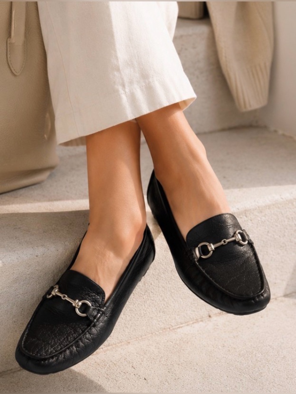 Nordstrom Børn Magnolia Black Leather Bit Loafers Comfort Career Driving Flat 10